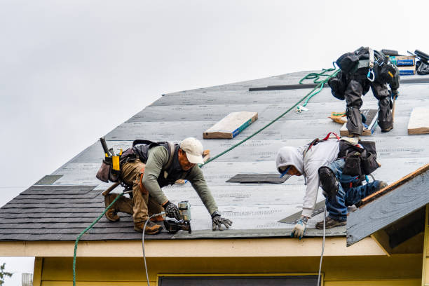 Professional Gutter Installation technician working in Irons, MI